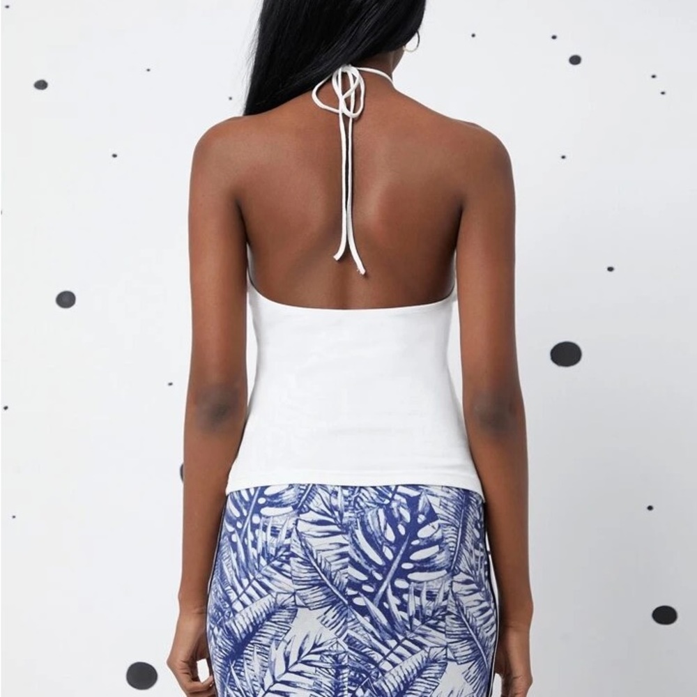 White tie neck halter top - Picture 2 of 4